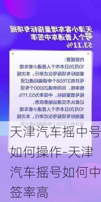 天津汽車搖中號如何操作-天津汽車搖號如何中簽率高