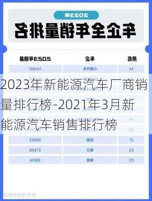 2023年新能源汽車廠商銷量排行榜-2021年3月新能源汽車銷售排行榜