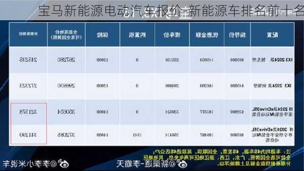 寶馬新能源電動(dòng)汽車報(bào)價(jià)-新能源車排名前十名