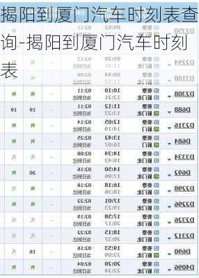 揭陽到廈門汽車時刻表查詢-揭陽到廈門汽車時刻表