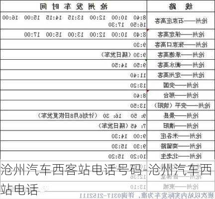 滄州汽車(chē)西客站電話(huà)號(hào)碼-滄州汽車(chē)西站電話(huà)