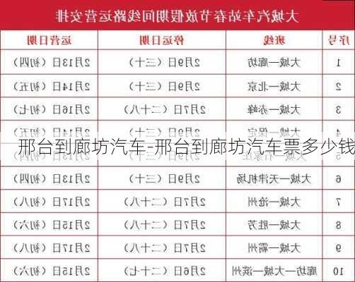 邢臺到廊坊汽車-邢臺到廊坊汽車票多少錢