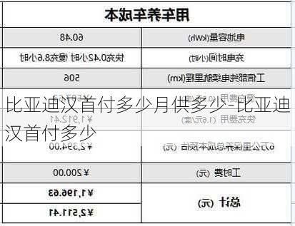 比亞迪漢首付多少月供多少-比亞迪漢首付多少