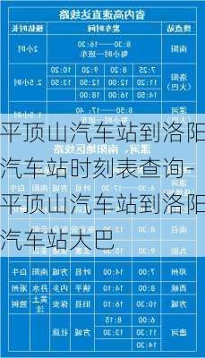 平頂山汽車站到洛陽(yáng)汽車站時(shí)刻表查詢-平頂山汽車站到洛陽(yáng)汽車站大巴