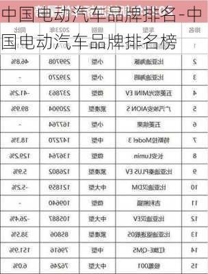 中國電動汽車品牌排名-中國電動汽車品牌排名榜