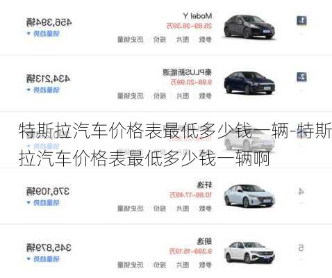 特斯拉汽車價格表最低多少錢一輛-特斯拉汽車價格表最低多少錢一輛啊