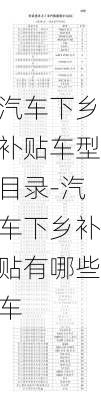 汽車下鄉(xiāng)補(bǔ)貼車型目錄-汽車下鄉(xiāng)補(bǔ)貼有哪些車