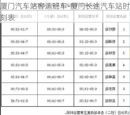 廈門汽車站客運班車-廈門長途汽車站時刻表