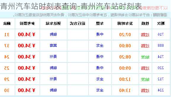 青州汽車站時刻表查詢-青州汽車站時刻表