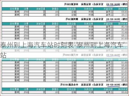 泰州到上海汽車站時刻表-泰州到上海汽車站