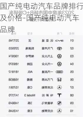 國產純電動汽車品牌排行及價格-國產純電動汽車品牌