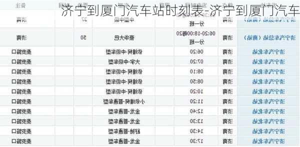 濟(jì)寧到廈門汽車站時刻表-濟(jì)寧到廈門汽車