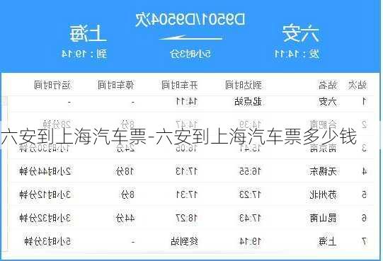 六安到上海汽車票-六安到上海汽車票多少錢