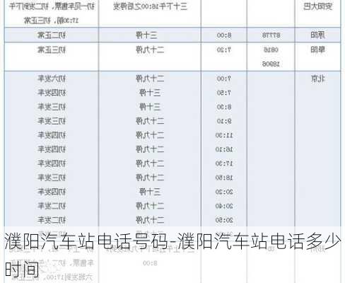 濮陽汽車站電話號碼-濮陽汽車站電話多少時間