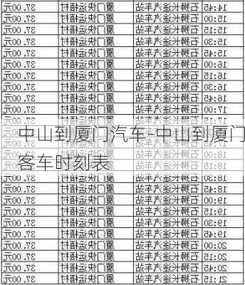 中山到廈門汽車-中山到廈門客車時刻表