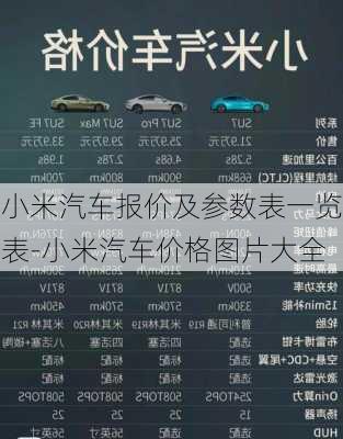 小米汽車報(bào)價(jià)及參數(shù)表一覽表-小米汽車價(jià)格圖片大全