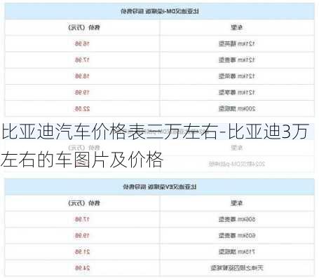 比亞迪汽車價格表三萬左右-比亞迪3萬左右的車圖片及價格